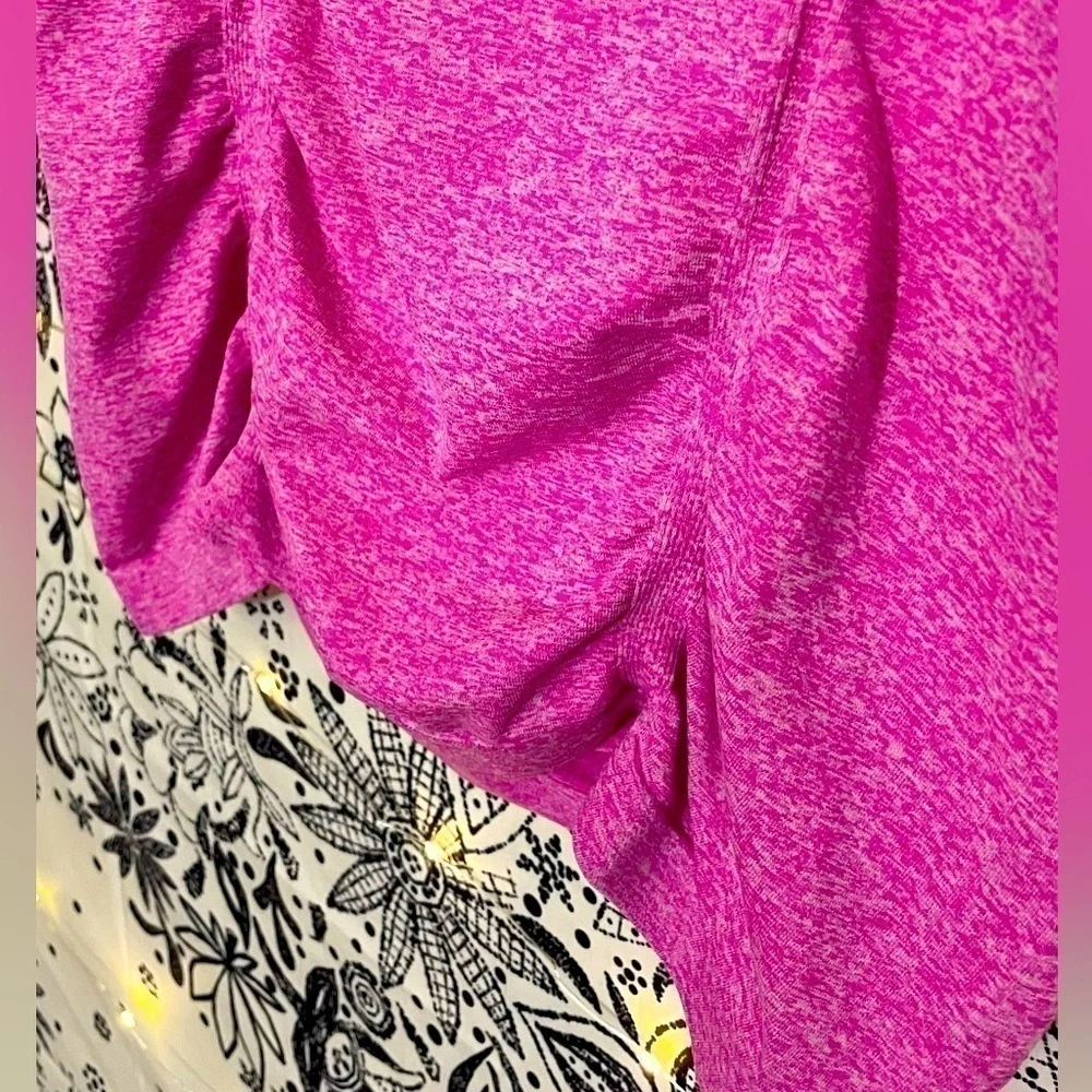 Athleta pink ruched workout athletic short sleeve moisture wicking top - Picture 7 of 8